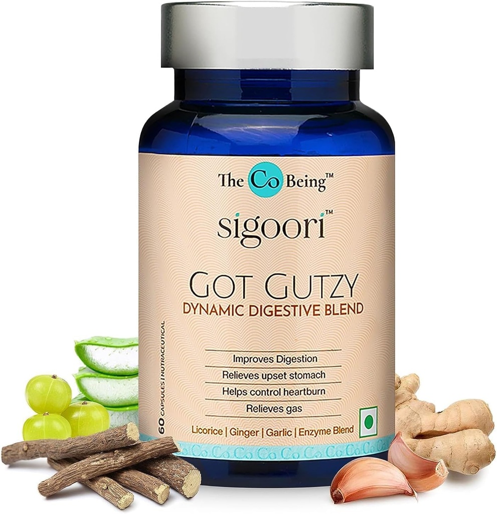 Gut Salute Integratori per Uomini e Donne, Got Gutzy, Contiene curcuma, zenzero, liquirizia, Aloe Vera e enzimi digestivi, per la salute digestiva, acidità, costipazione, Nausea, 60 capsule.