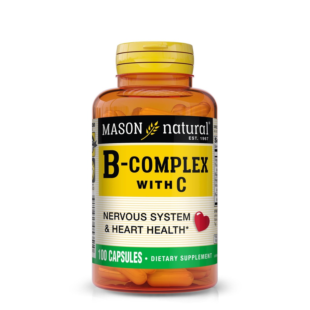 MASON NATURAL B-Complex con Vitamina C – Nervous System & Heart Health Support – 100 capsule