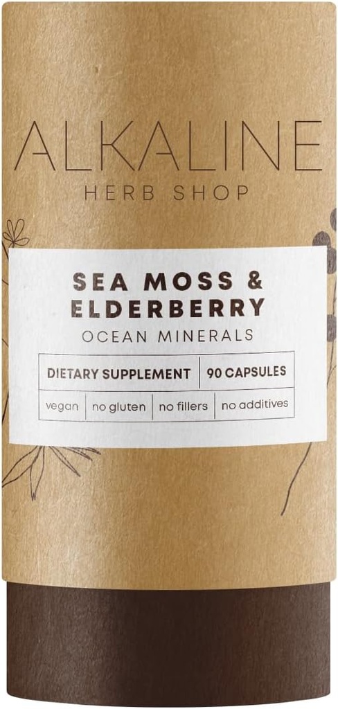 Alkaline Herb Store Sea Moss e Elderberry Supplemento 90 capsule