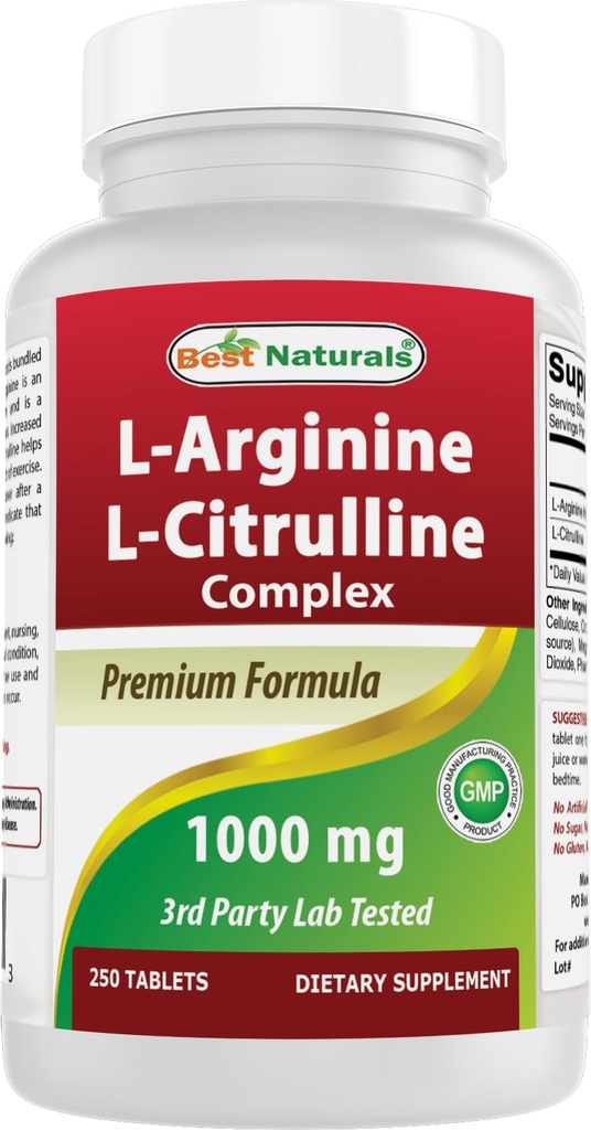 I migliori naturali L-Arginina L-Citrulina complesso compresse, 250 conte