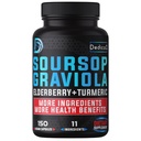 11in1 Graviola Soursop Capsule per 5 Mesi Fornire con Soursop Fruit, Elderberry, Turchese, Ginger, Latte Thistle, Cranberry & More - Mood, Immune & Body Health - 150 Capsule Vegan