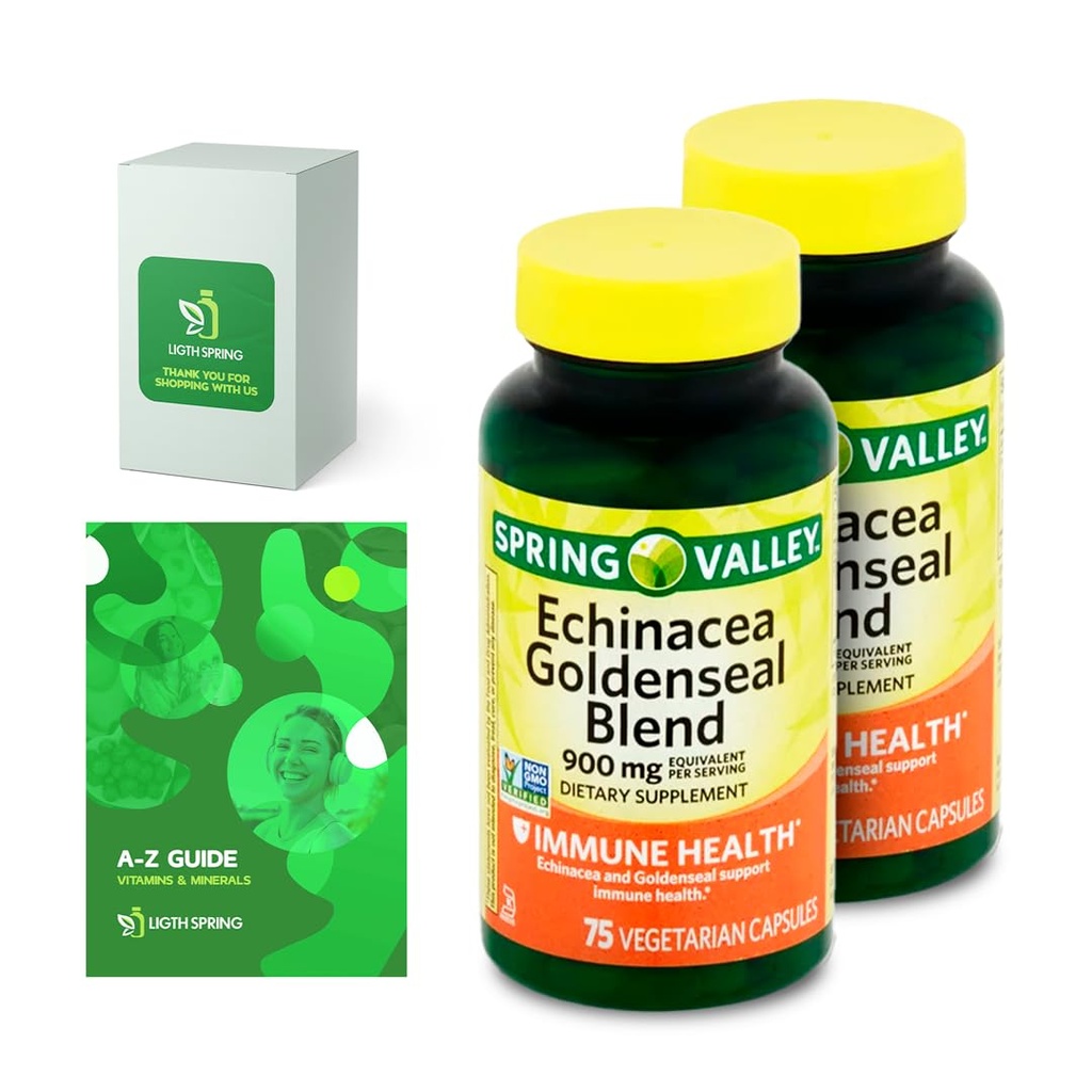 Integratore alimentare Echinacea Goldenseal Blend, 900 mg, 75 Ct Bundle con Vitamine Esclusive e Minerali A a Z - Better Ligth&Spring Guide@ (3 Articoli)