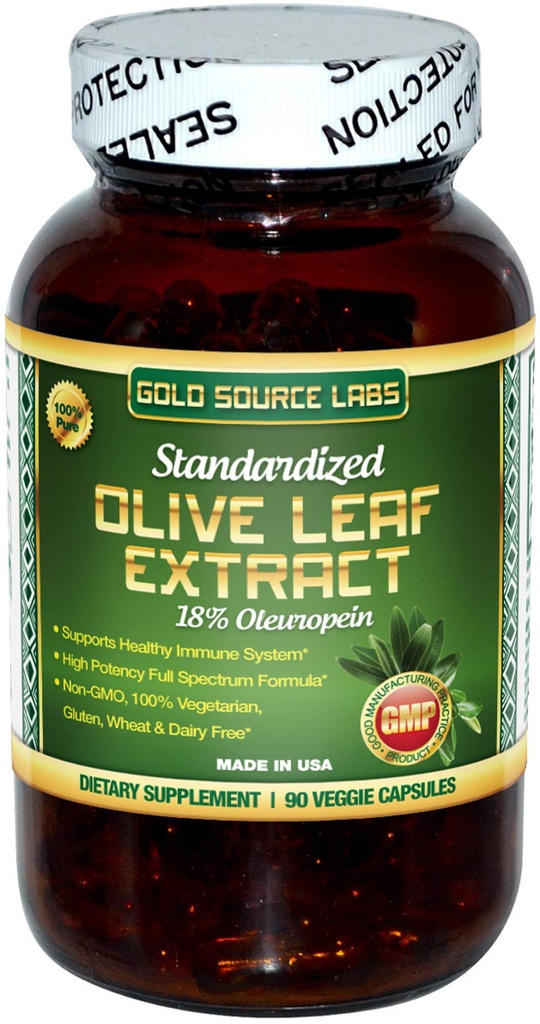 Estratto di foglie di oliva biologico - Pure Organic Olive Leaf Plus Standardized Oleuropein Extract, 90 Caps vegetariani, 400 mg Complesso di massima resistenza per la salute immunitaria