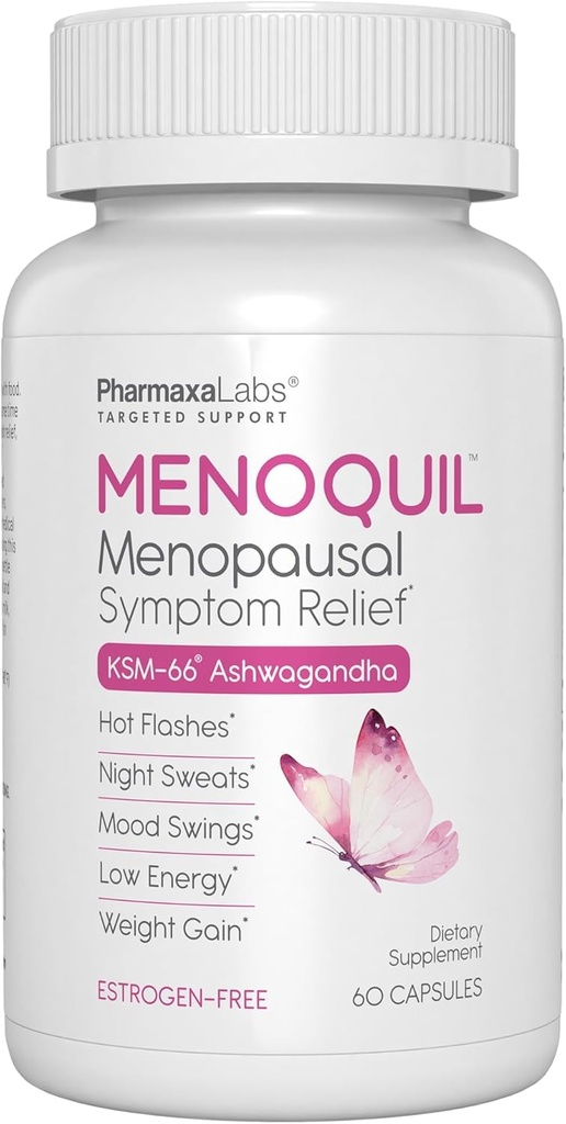 Menopausal Multi-Symptom Relief - Supporto per Flash Caldi, Maglioni Notturni, Nuoti e Dormire Riposo - Nero Cohosh, Ashwagandha, Chasteberry, Soia Isoflavones, Seme di Uva & Sage - 60 Capsule