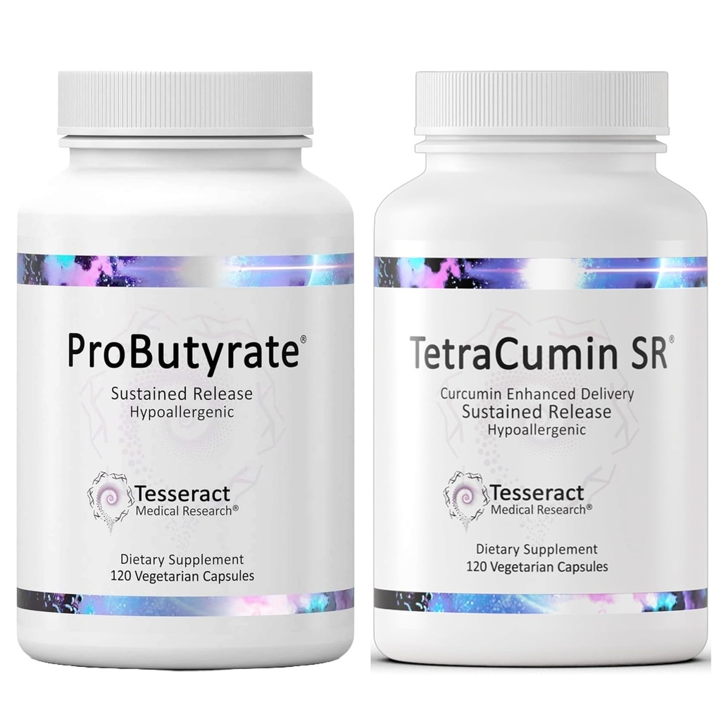 Tesseract Medical Research ProButyrate Gut Health Supplement, Butyric Acid Complex & TetraCumin SR Joint Support Supplement, rilascio prolungato