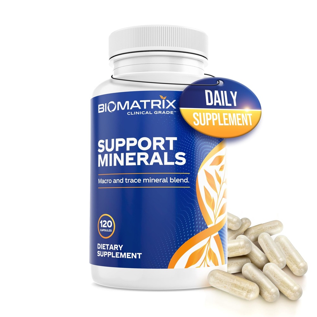Integratore minerale BioMatrix per uomini e donne, minerali chelati | senza ferro, calcio, magnesio, rame, zinco, vitamina D, iodio | tappi di verdure, alimentazione di 30 giorni