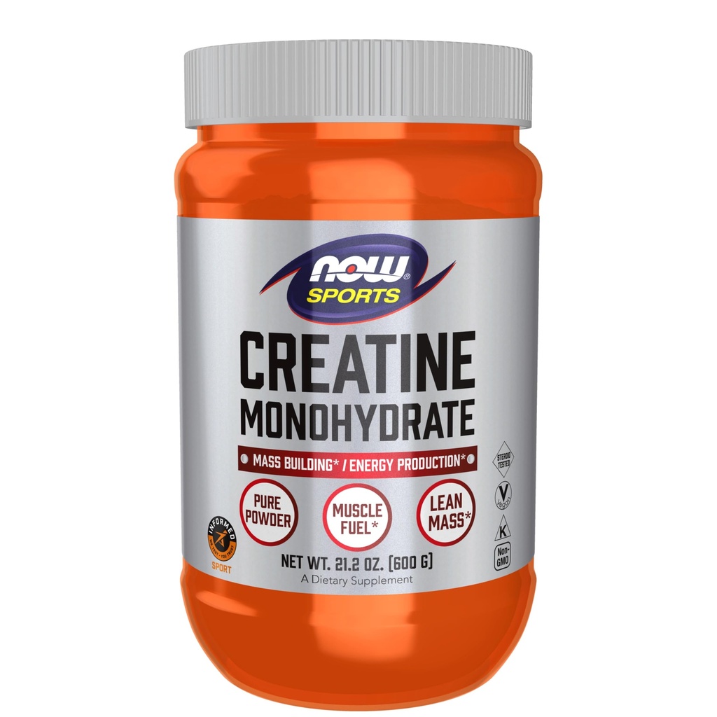 NOW Alimenti Nutrizione sportiva, Polvere di Monoidrato di Creatina, Produzione di massa*/Energia*, 21.2-Oncia