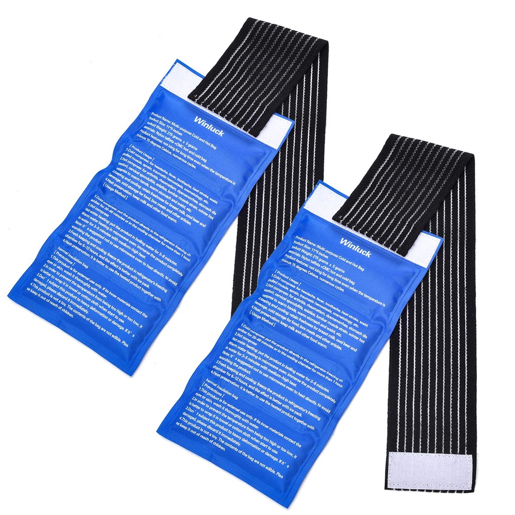 Reusable Gel Ice Pack 2 Piece Set Soft Cold Hot Compress Wraps with Straps