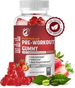 Pure Natural Pre-Workout Gummies con Creatine Monohydrate & Green Coffee Bean estrarre - Energia, Focus, Endurance Boost, Strawberry Flavor, 60 Gummies