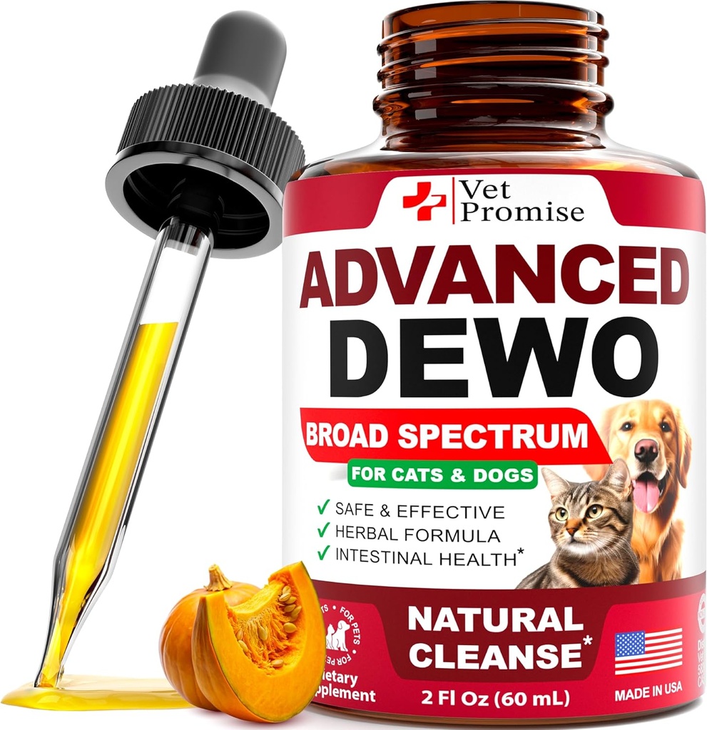 Natural Cat & Dog Intestinal Defense - Herbal Broad Spectrum Cleanser - Aiuta a rimuovere i parassiti e le tossine - Supplemento di farmaci liquidi per Puppies & Kittens – Supporto UTI - Made in USA