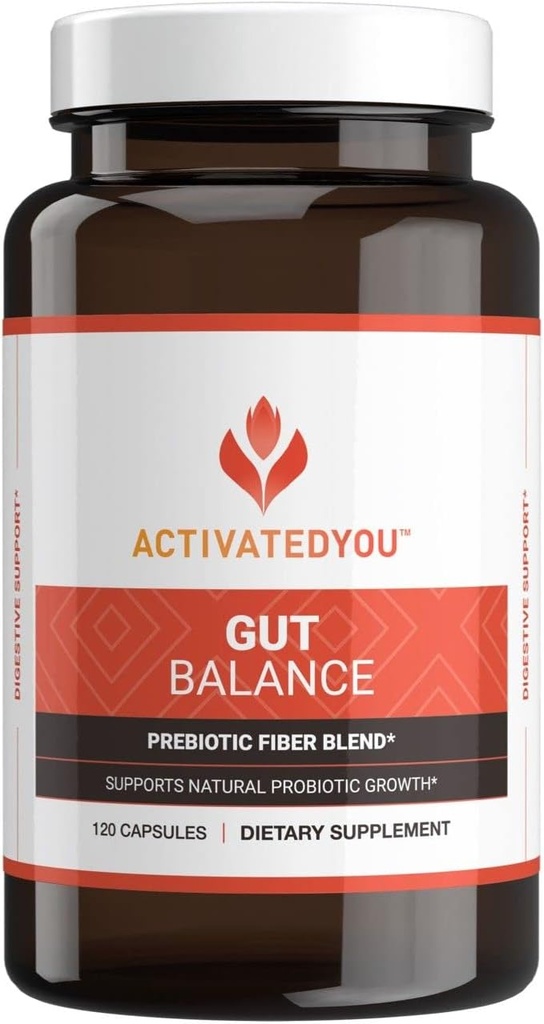 ACTIVATEDYOU Gut Balance Prebiotic Fiber Blend- aiuta Regulate & Support Digestive Health & Promote Sustain Energy, Men and Women’s Prebiotics for Gut Health - (120 Capsules)
