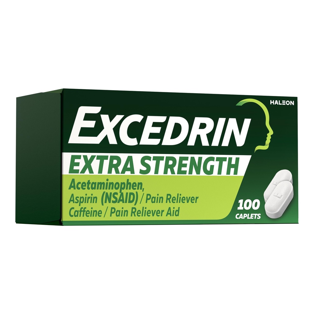 Excedrin Caplets di sollievo dal dolore ad alta resistenza – Rilievo di mal di testa – 100 Conte
