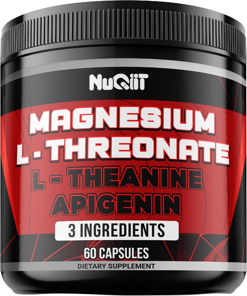 Magnesio L-Threonate, L-teanina, Apigenin Supplemento - 60 Capsule - Vantaggi impressionanti per la concentrazione, Confortevole mente e salute del cervello - 10% Magnesio Elementale