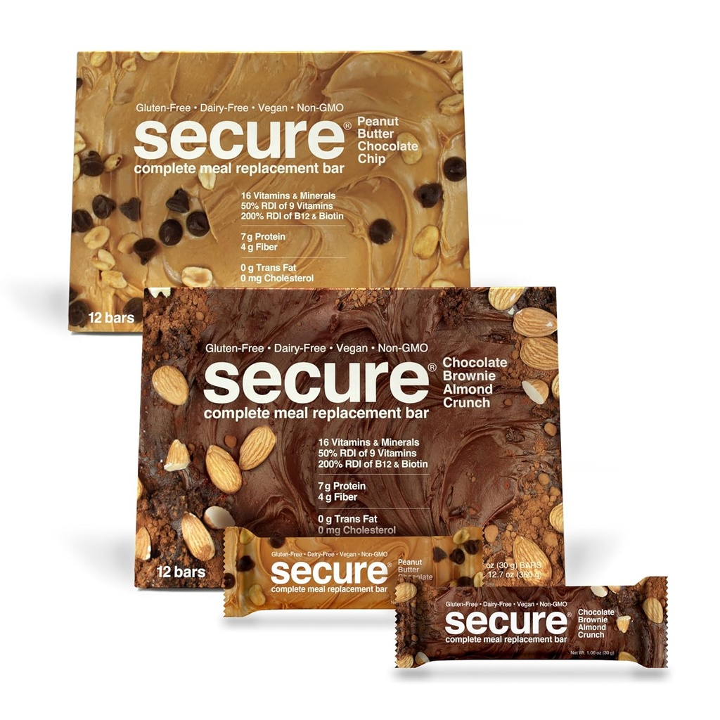 Barre di ricambio complete di rete ANDREW LESSMAN - 7g barre di proteine vegane. Low Calorie, Gluten e Dairy-Free 24, Variety Pack: Chocolate Brownie e Peanut Butter Chocolate Chip)