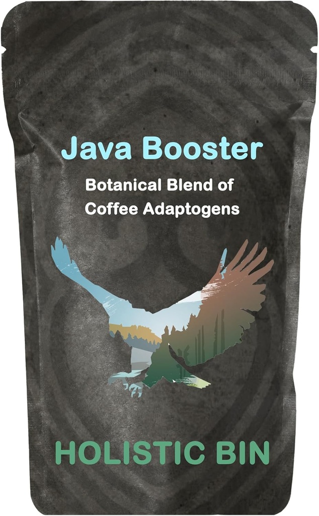 Holistic Bin Organic Mushroom Coffee Java Booster - Mountain Eagle | Adaptogen Coffee Aggiungere con Chaga Mushroom Powder, Shilajit Powder, & Cacao Nibs | Memory and Focus Supplements for Adults