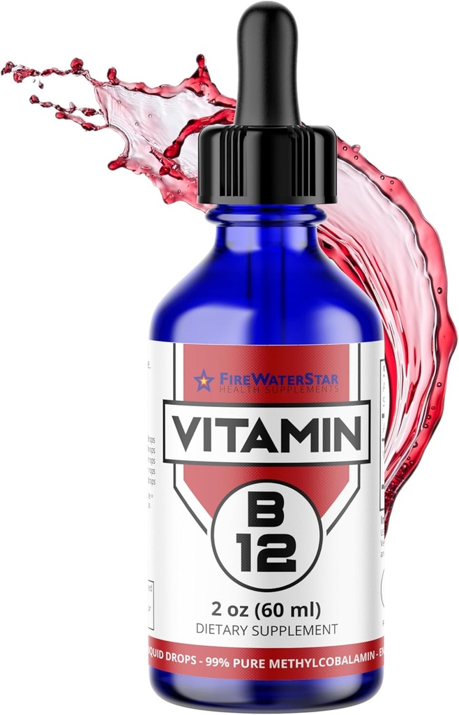 FWS Liquid B12 Gocce Vitamina B12 Supplemento 5000 mcg Sublingual Methylcobalamin Organic Non-GMO Vegan ad alto assorbimento Methyl B12 Supporti di dosaggio regolabili