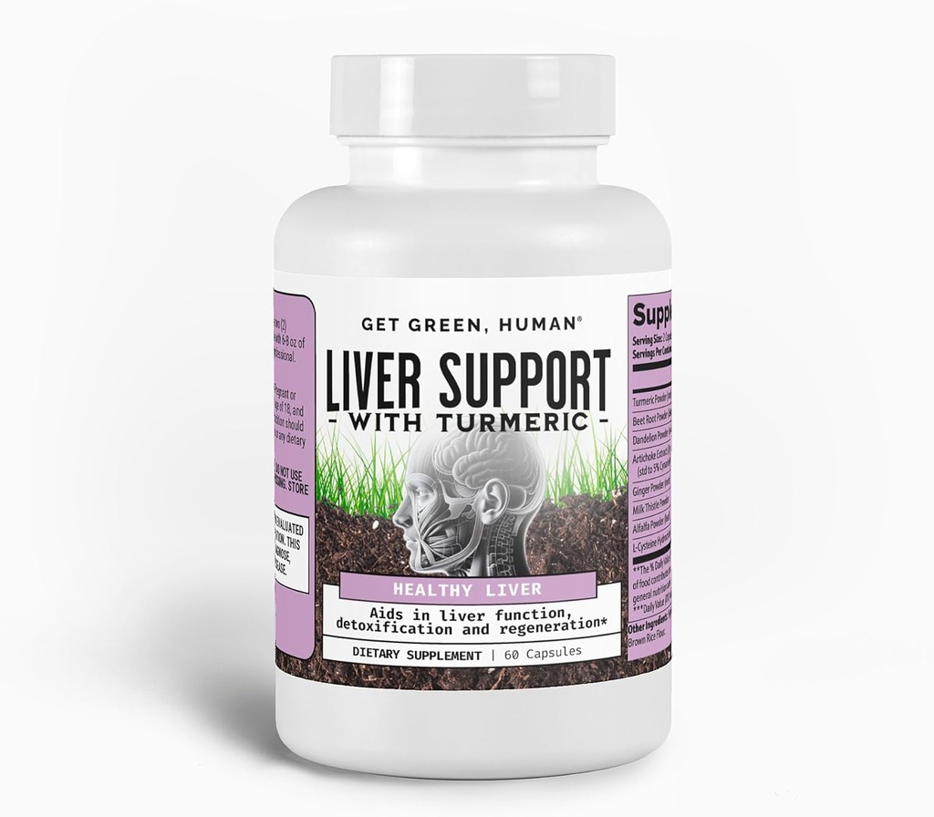 Capsule per il supporto al fegato w/Turmeric, Latte Thistle & Dandelion – Detox, Cleanse & Regenerate Liver Funzione – Supplemento giornaliero di erbe w/Beetroot & Artichoke – 60 capsule