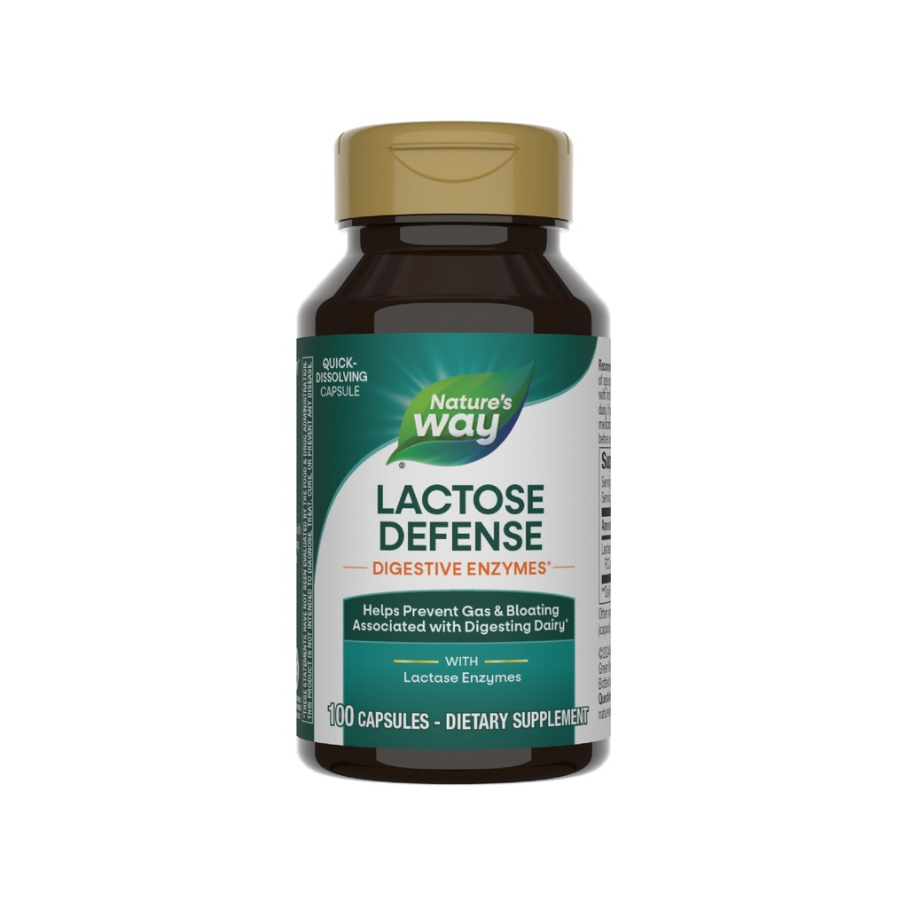 Nature's Way Lactose Defense, Digestive Enzymes*, Supports The Digestion of Dairy*, 690 mg lattasi per 3-Capsule Serving, 100 capsule (Packaging May Vary)