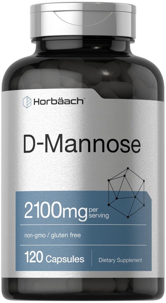 Horbäach D-Mannose | 2100mg | 120 capsule | Potenziamento più alto | Non OGM & Gluten Integratore gratuito