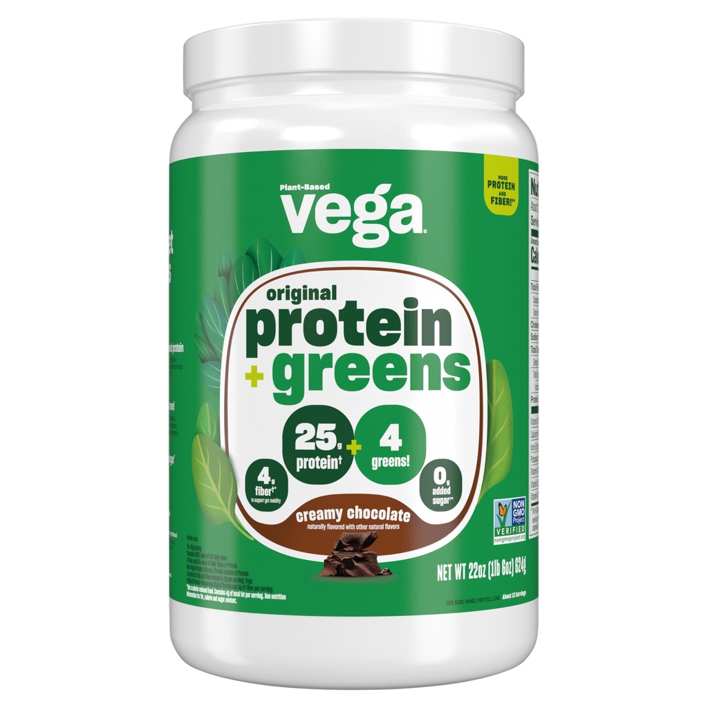 Vega Proteine e Greens Protein Powder, Cioccolato - 20g vegetali Protein Plus Veggies, Vegan, Non OGM, Pea Protein per Donne e Uomini, 1.3 lbs