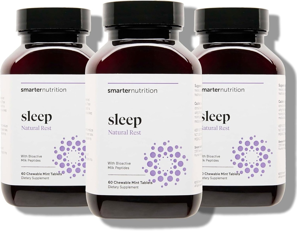 Smarter Nutrition Smarter Sleep Melatonin Tablets dissolvibili 4.5mg + Natural Clinically Proven Lactium® per il supporto a sonno e stress - Mint Flavor Melatonin Tablets - Non-GMO-180 Count[90-Day Supply]