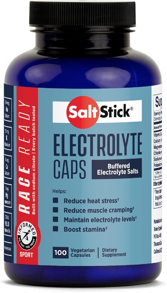 SaltStick Race Capsule elettroliti pronti | Elettroliti certificati sportivi informati | Pillole di sale/Tavolette per l'esecuzione | Idratazione di nutrizione sportiva, aiuta a ridurre Crampi muscolari | 100 capsule