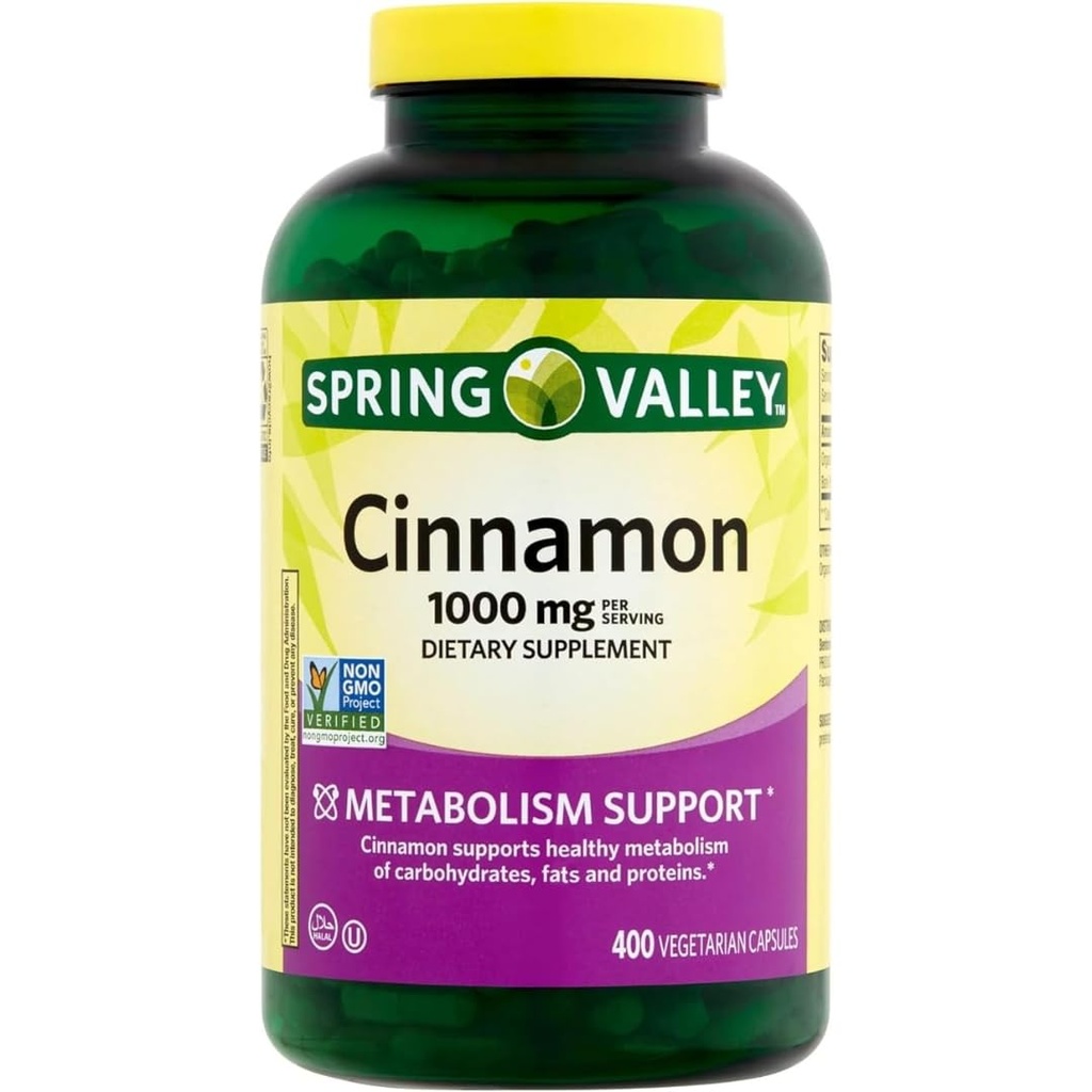 Integratore alimentare della Valle di Primavera, 1000 mg, 400 capsule vegetariane - Supporto al metabolismo. Include Sticker.