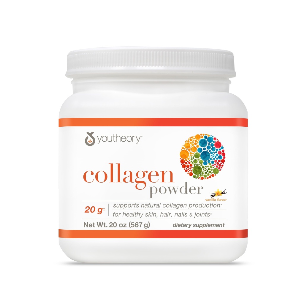 Polvere di collagene di teoria - con aminoacidi, minerali, vitamina C & B7 (Biotina) - Supporta ossa sane, muscoli, capelli, unghie, pelle e articolazioni* - Idrizzata - Vanilla - 20 oz (21 Serve)