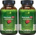 Irwin Naturals Brain Awake RED con Nitric Oxide Booster - 60 Liquid Soft-Gels, Confezione da 2 - Support Brain Health & Optimize Performance - 40 Total Servings