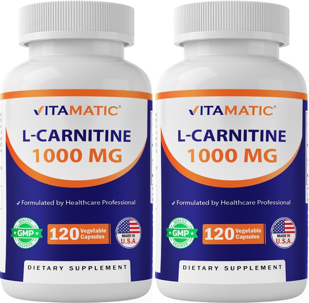Vitamatic L-Carnitina Fumarate 1000 mg - 120 capsule vegetali (2 bottiglie)