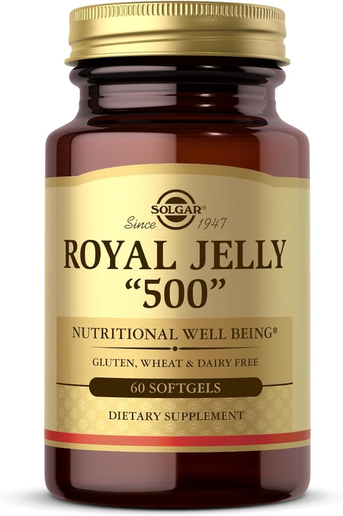 Solgar Royal Jelly "500" - 60 Softgels - Gluten Free, Dairy Free - 60 Serve