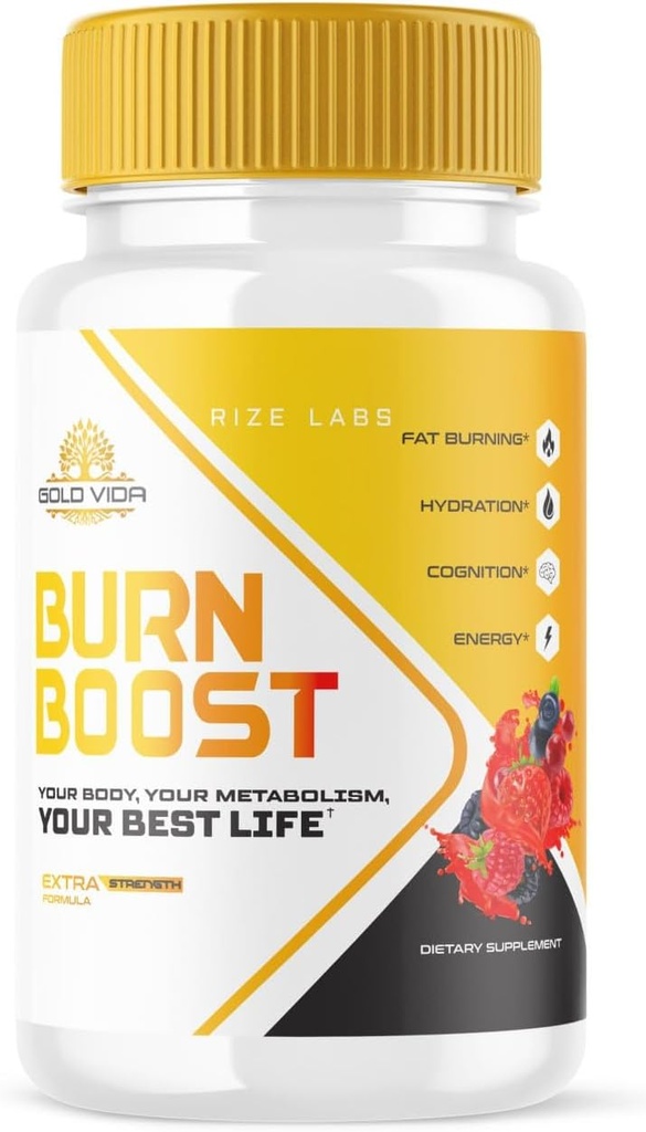 Rize labs Gold Vida Burn Boost supplemento di perdita di peso, capsule per il benessere totale del corpo e uno stile di vita sano, pillole per fisico Leaner (60 capsule)
