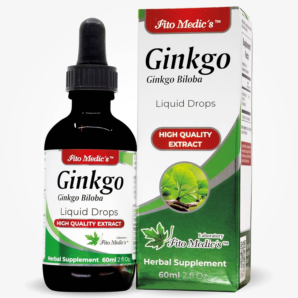 FITO MEDIC'S Lab - Ginkgo biloba, per memoria e concentrazione, Pure -Ginkgo biloba Extract -Ultra ad alto assorbimento, Alcol Free.