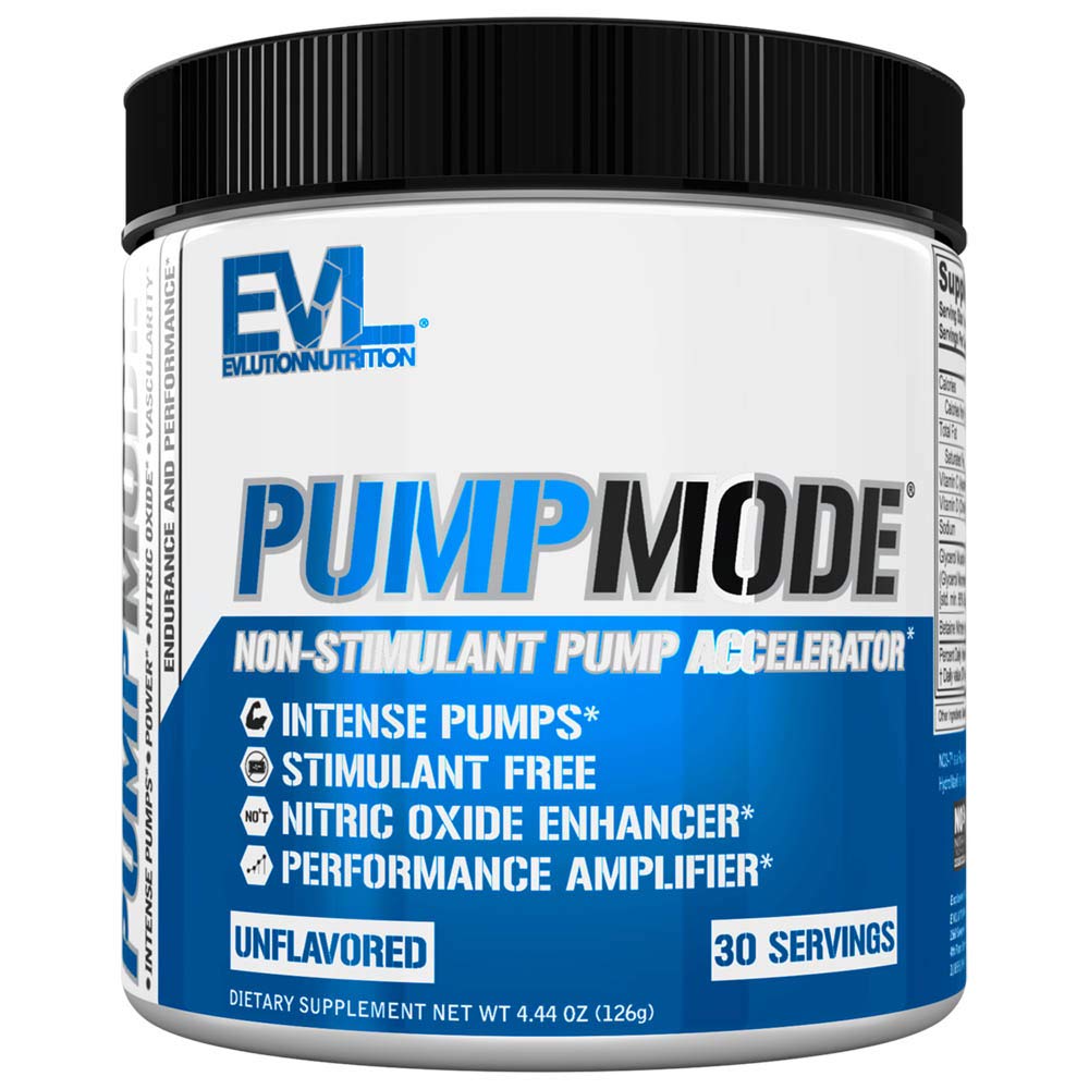 EVL PumpMode Nitric Oxide Supplemento - Nitric Oxide Booster Pump Pre polvere di allenamento con glicerolo e betaina per la crescita di recupero del muscolo e l'eccedenza - Stim Free Pre Workout Drink (Unflavored)