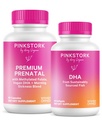 Pink Stork Premium Prenatal Duo: Vitamina Prenatale Premium + DHA, Probiotici Prenatali per le donne, Omega 3 + Fish Oil, Vitamina Prenatale con DHA e Acido Folico, Probiotici Prenatali per le donne