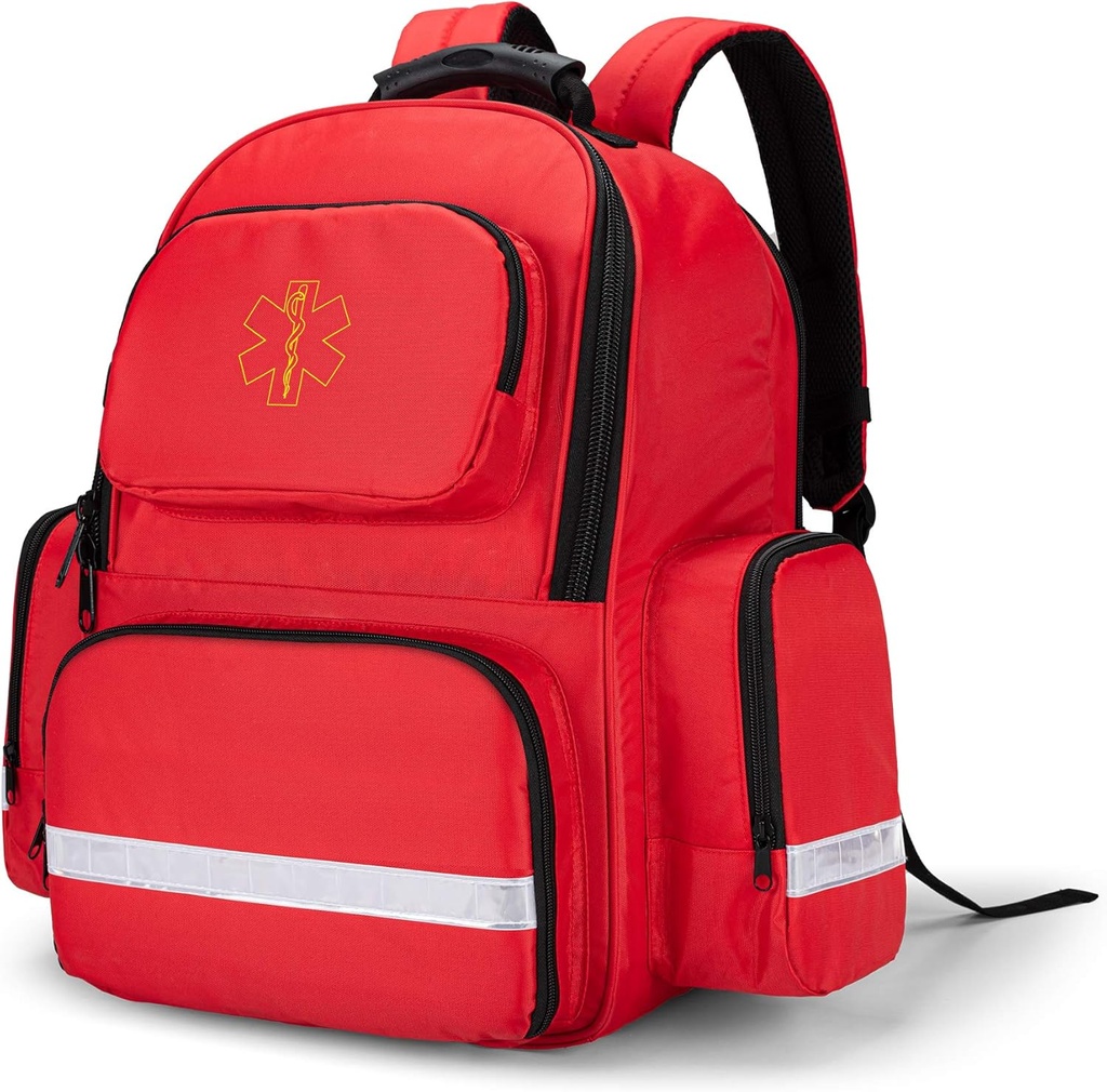 Trunab First Responder Bag Trauma Zaino Vuoto, Kit di emergenza medica Storage Jump Bag Pack per EMT, EMS, Polizia, Vigili del fuoco, Sicurezza Agenti - Design brevettato Red