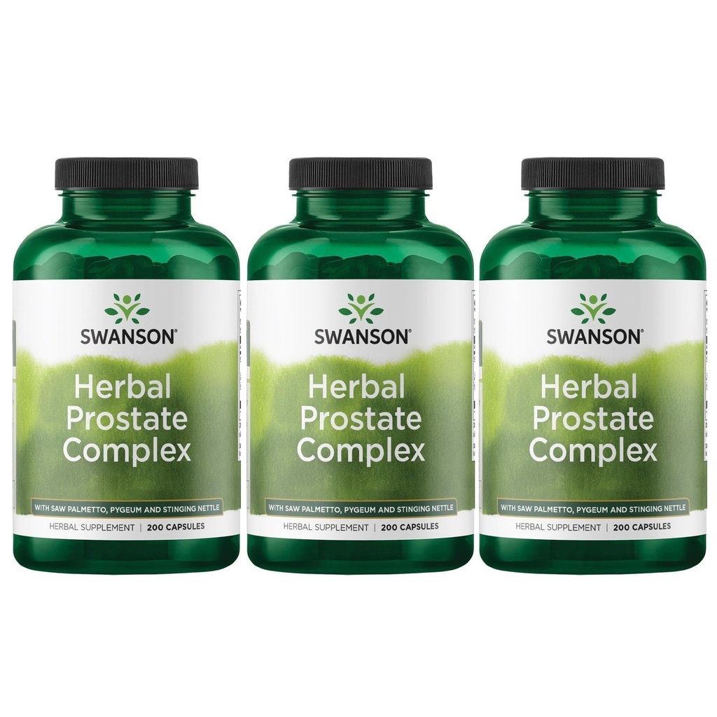 Swanson Herbal Prostate Complex - Supplemento Uomo - Caratteristiche Pygeum, Saw Palmetto & Sting Nettle - (200 Capsule) (3 Pack)