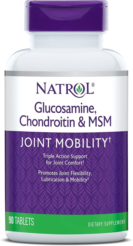 Natrol Glucosamina, Condroitina e MSM, Mobilità congiunta, Compresse, 90 Conte (Pacchetto di 12)
