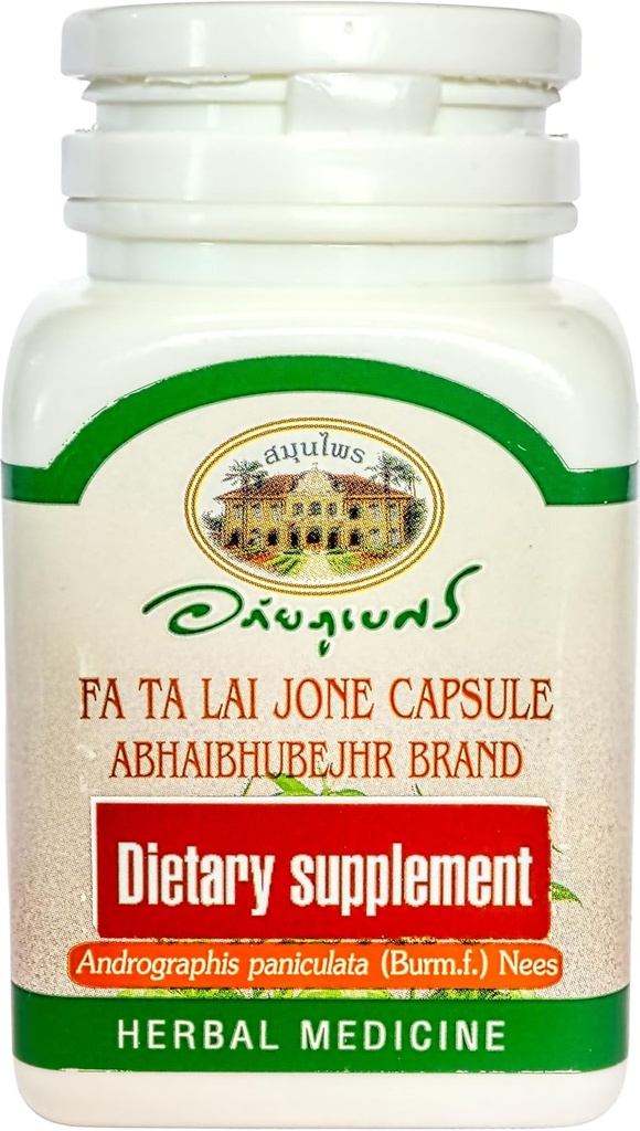Andrographis Paniculata Herbal Dietary Supplement, 60 Capsule, FA Ta Lai Jone (Indian Echinacea, Chuan Xin Lian, Chiretta, Kalmegh). Importato dalla Thailandia.