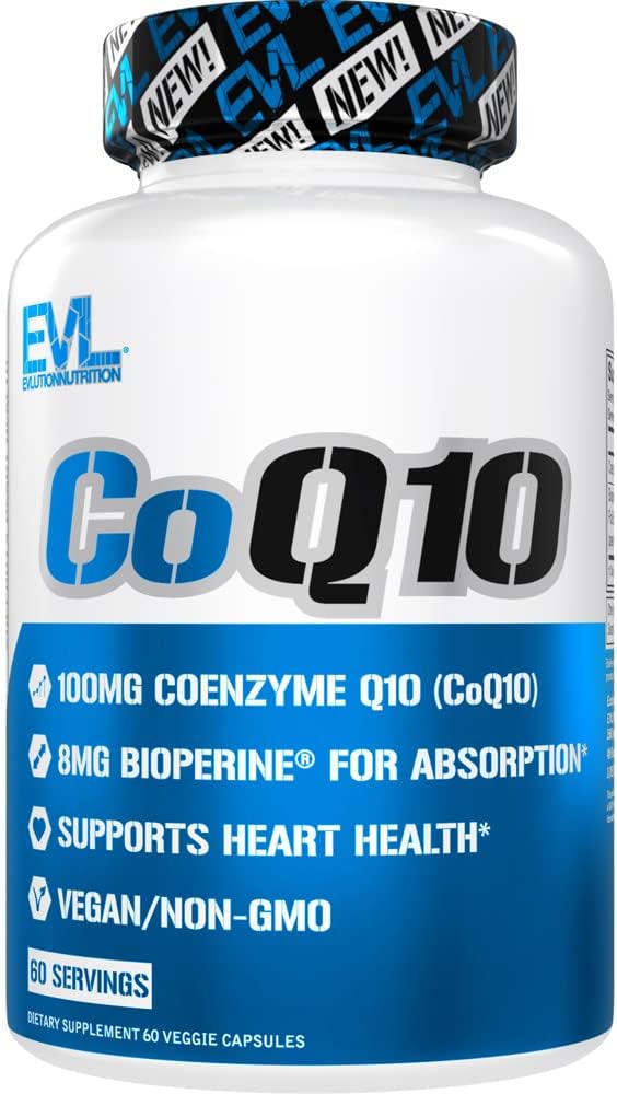 EVL High Absorption CoQ10 100mg - Advanced Antioxidant Coenzyme Q10 Supplemento per il supporto del cervello Salute Produzione di energia e invecchiamento sano - CoQ10 con Bioperine Health Supplement