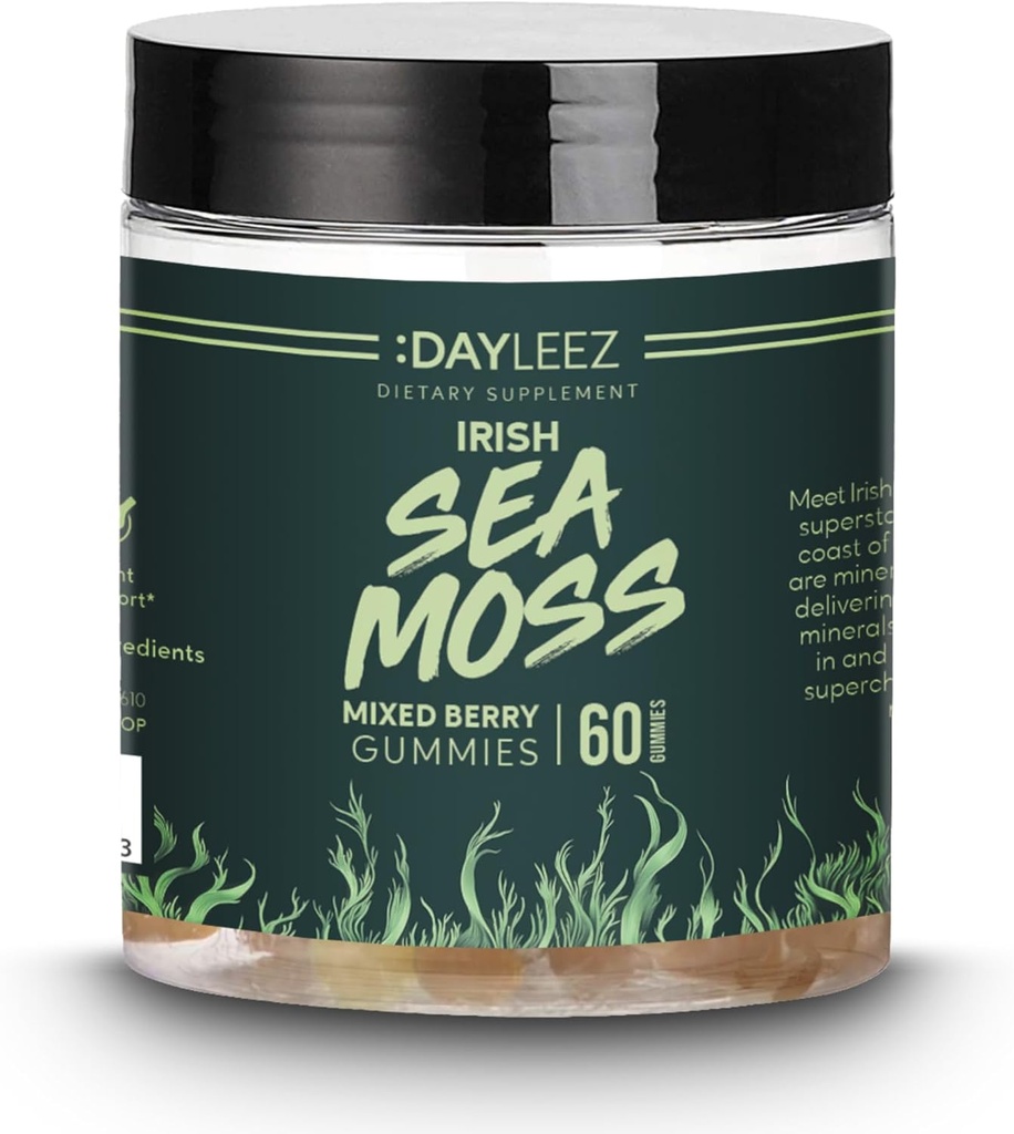 Irlandese Moss Gummies - Natural Immune Support & Digestive Health - Vegan, Non OGM, Gluten-Free - 60 Count - Premium Sea Moss Supplement for Energy & Wellness