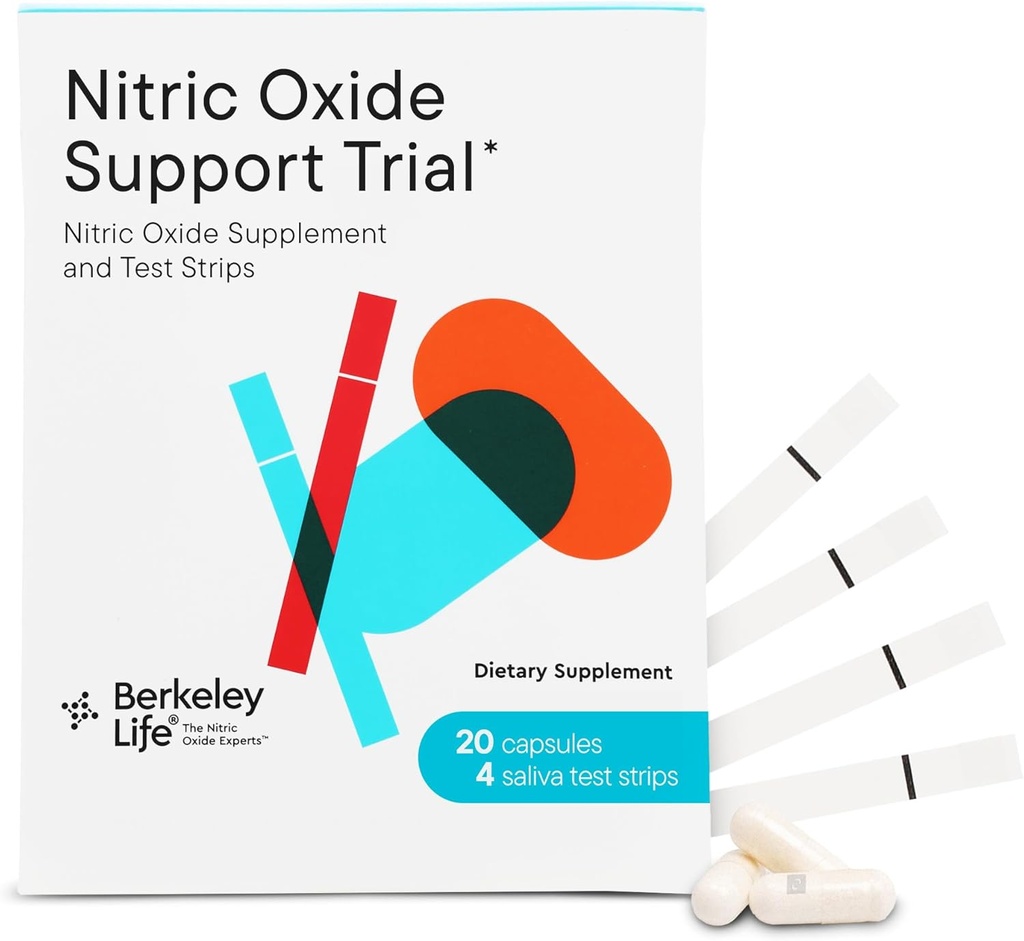 Berkeley Life Professional - Nitric Oxide Booster & Test Strips - 20 giorni capsule e 4 strisce di prova - Trial Pack