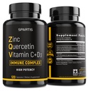 Zinc Quercetin 500mg con vitamina C Vitamina D3 Bromelain Supporto Immune High Potency Quercetin Zinc Supplement ZQV by SPARTIS (Pacchetto di 1 bottiglia a 120-Caps)