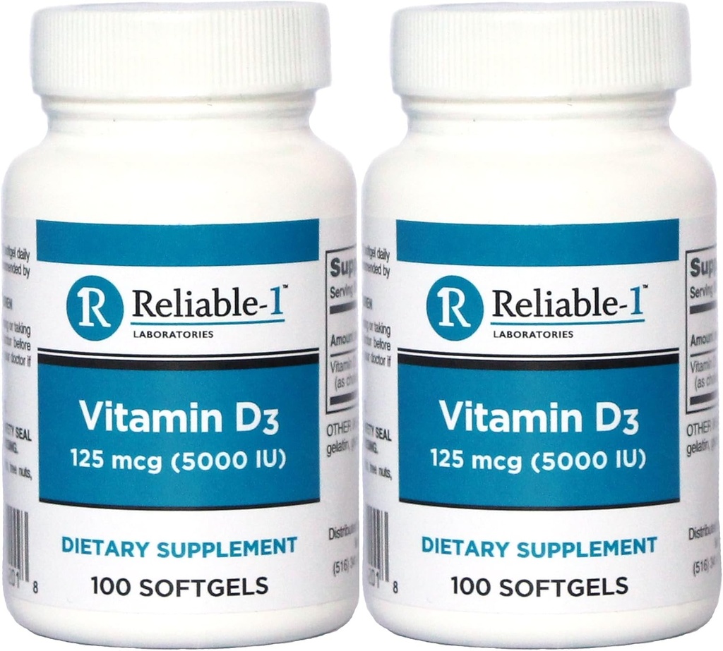Vitamina D3 ad alta potenza 5000 IU 100 Softgels per confezione bottiglia di 2