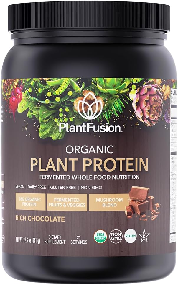 SOTRU Organic Vegan Protein Powder - Whole Food, Plant Based Protein Powder with Green Superfoods, Enzymes & Probiotics - USDA Certified Organic, Non-OGM, Gluten-Free - Chocolate 18.5 oz, 21 Servings