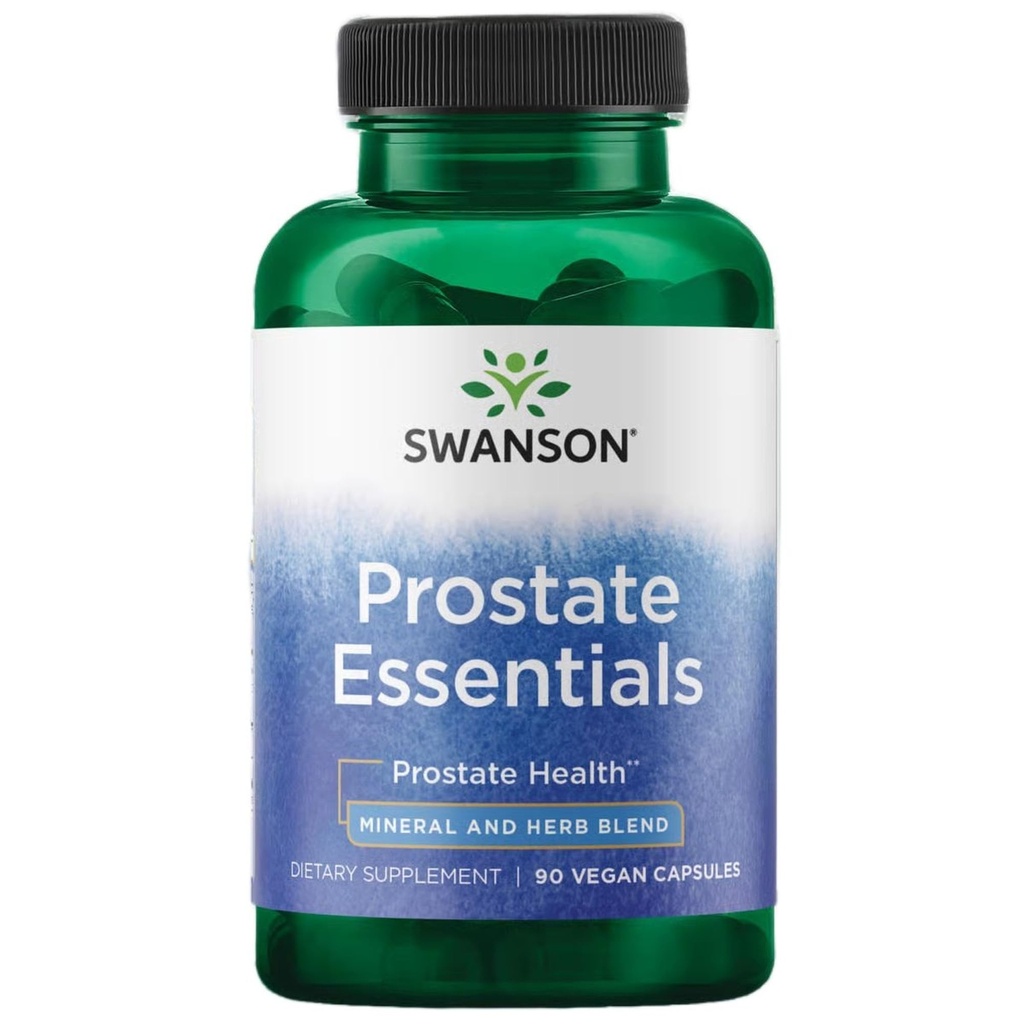 Swanson Prostate Essentials - Supplemento minerale ed erbe Promuovere il supporto per la salute della prostata - Zinc andSaw Palmetto Formula Aiding Flusso urinario e controllo della vescica -(90 capsule vegetali) 1 confezione