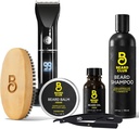 The Beard Club Grooming Bundle: Trimmer for Men & Care Kit - Include Trimmer elettrico senza fili, Rasoio bordo dritto, Shampoo, Cedro Balm & olio, Pennello - 8 guide, 45 lunghezze