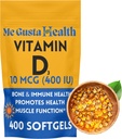 D3 10 mcg (400 IU) 400 Softgels | Supplemento di vitamina D3 | Vitamina D3 Softgels | Essenziale per l'assorbimento del calcio | Supplemento dietetico per Bone, denti, muscolo e supporto sanitario immunitario
