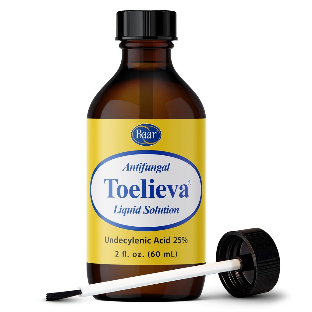 Prodotti Baar - Toelieva Antifungal Liquid Solution - 25% acido undecylenic, olio di oliva biologico, estratto di semi di pompelmo - Forza massima - combatte Fungus Under & Around Toenails - 2 oz