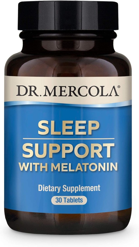 Dr. Mercola Melatonin Sleep Support, 30 Serve (30 compresse) Non OGM, Soia Free, Gluten Free